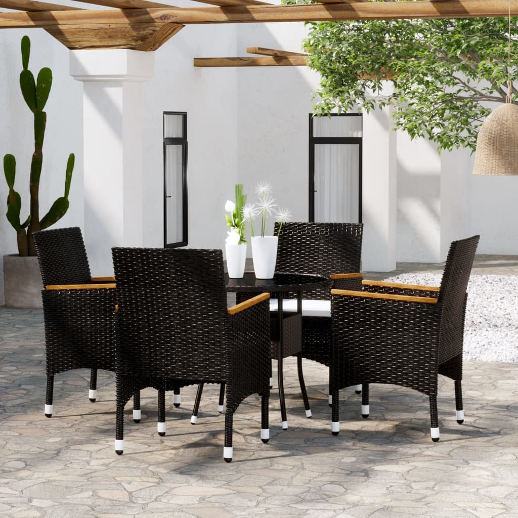 3 Piece Garden Bistro Set Poly Rattan And Tempered Glass