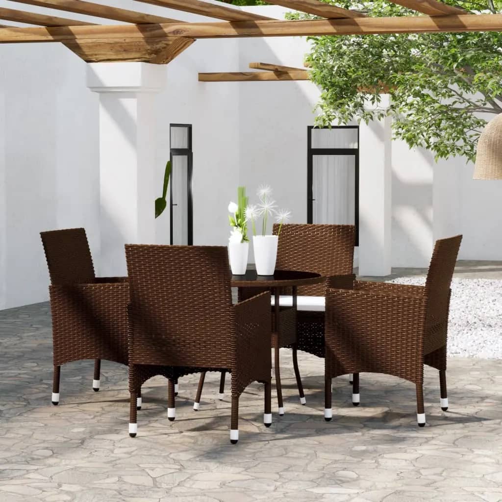 3 Piece Garden Bistro Set Poly Rattan And Tempered Glass