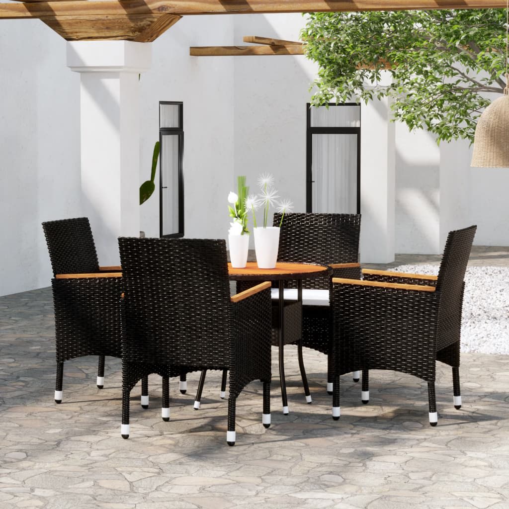 3 Piece Garden Bistro Set Poly Rattan And Solid Wood