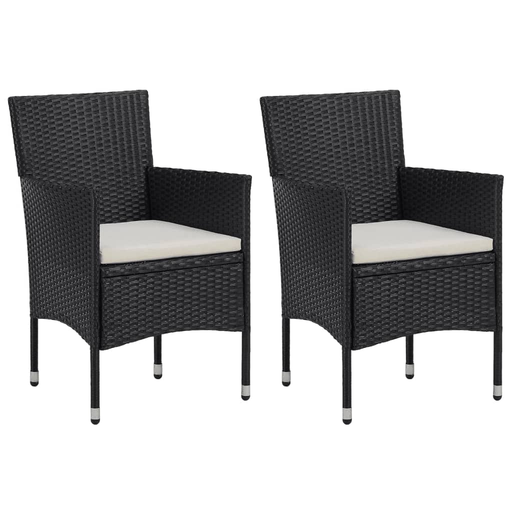 3 Piece Garden Dining Set Poly Rattan And Tempered Glass