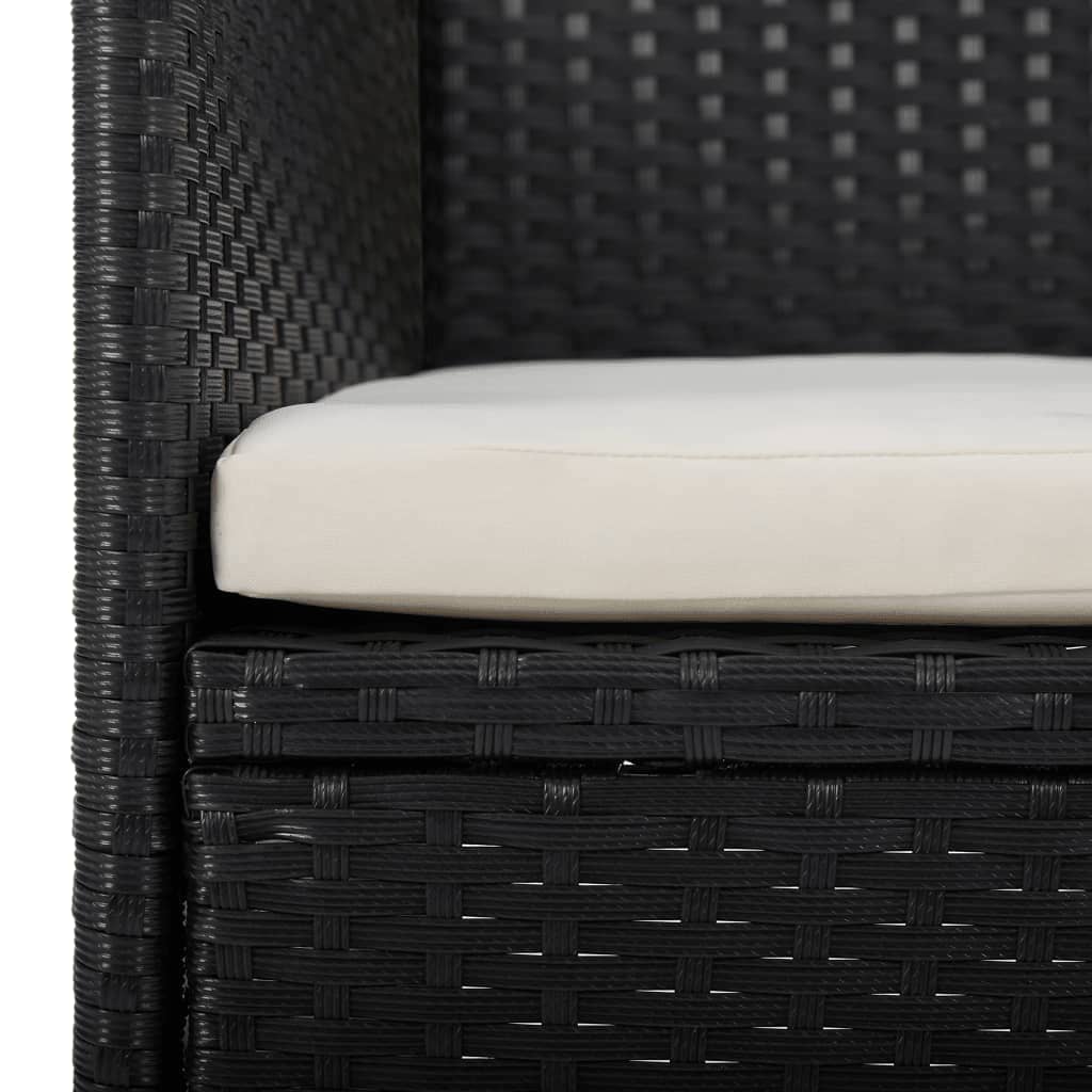 3 Piece Garden Dining Set Poly Rattan And Tempered Glass