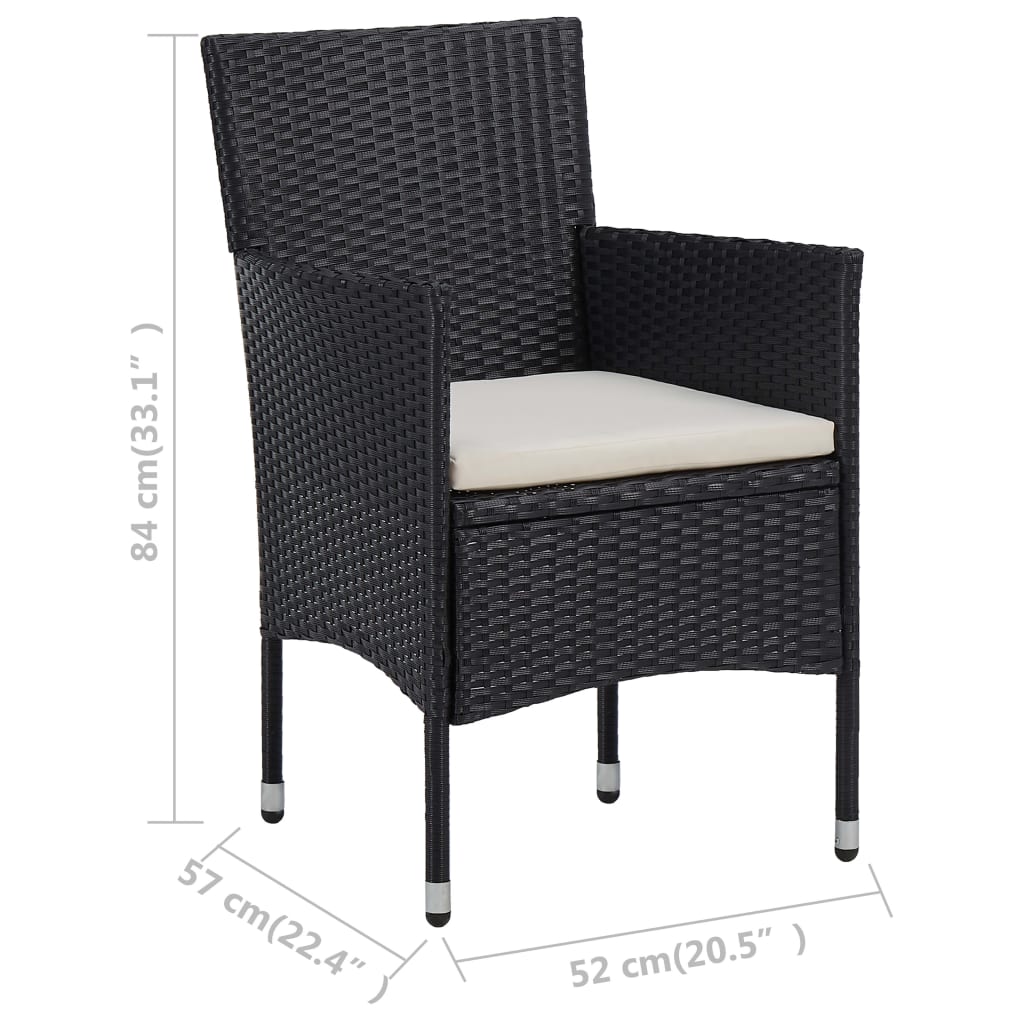 3 Piece Garden Dining Set Poly Rattan And Tempered Glass