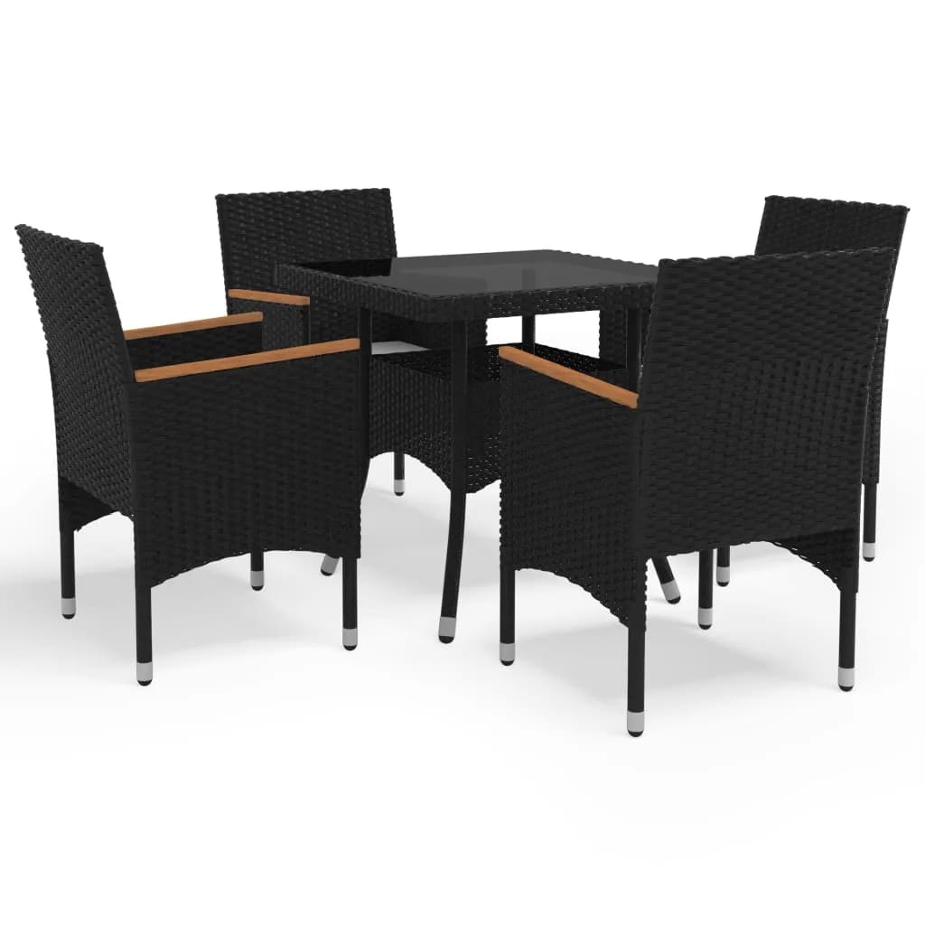 3 Piece Garden Dining Set Poly Rattan And Tempered Glass