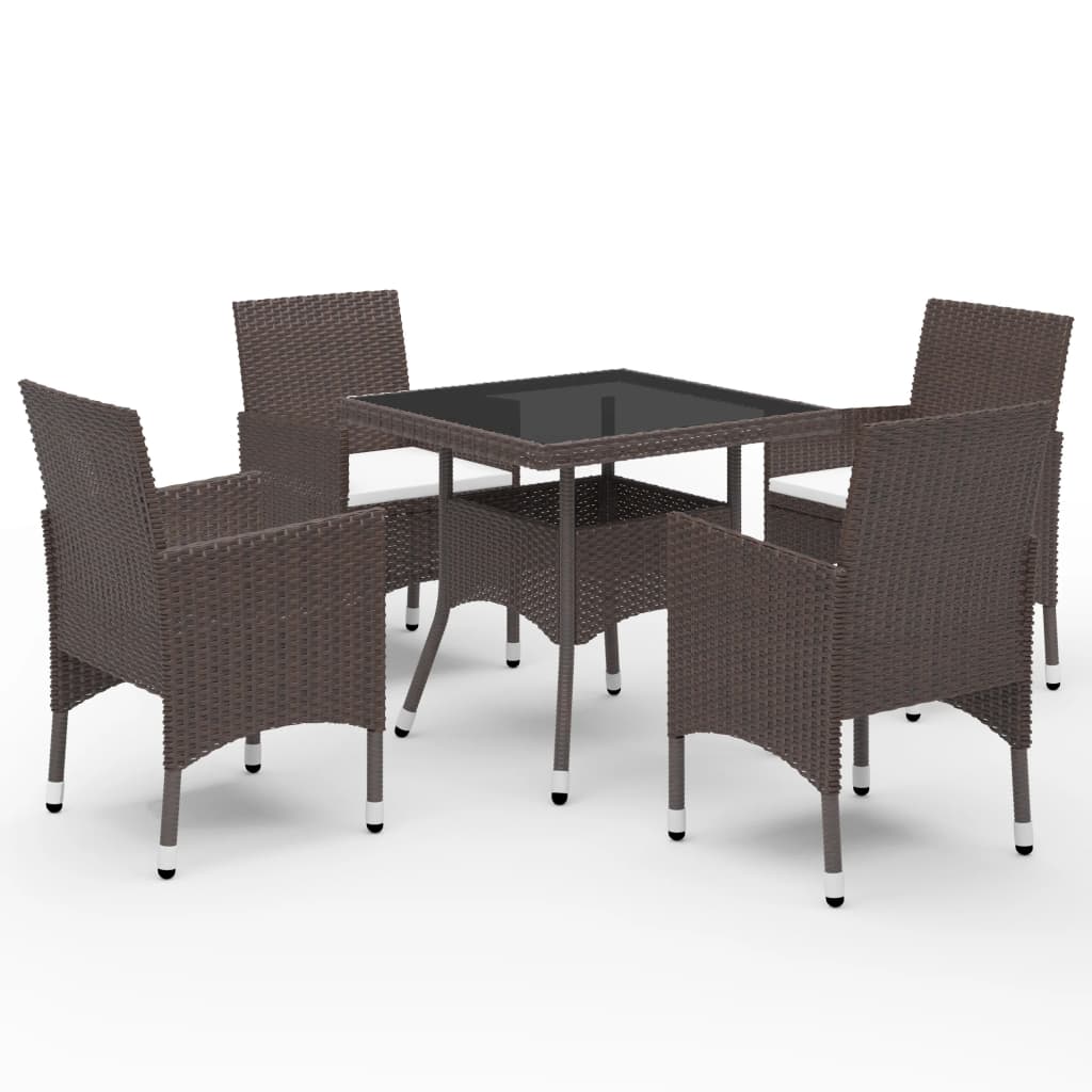 3 Piece Garden Dining Set Poly Rattan And Tempered Glass