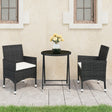3 Piece Garden Bistro Set Poly Rattan And Acacia Wood Black