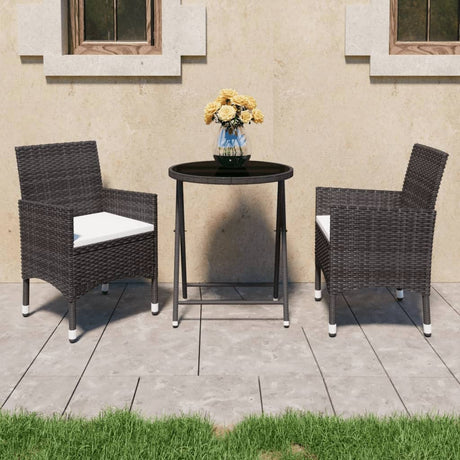 3 Piece Garden Bistro Set Poly Rattan And Acacia Wood Black