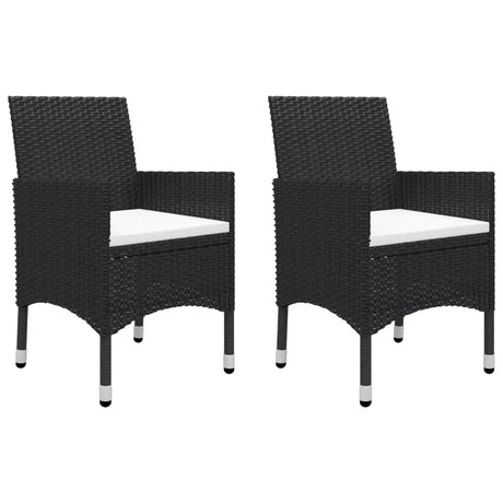 3 Piece Garden Bistro Set Poly Rattan And Acacia Wood Black