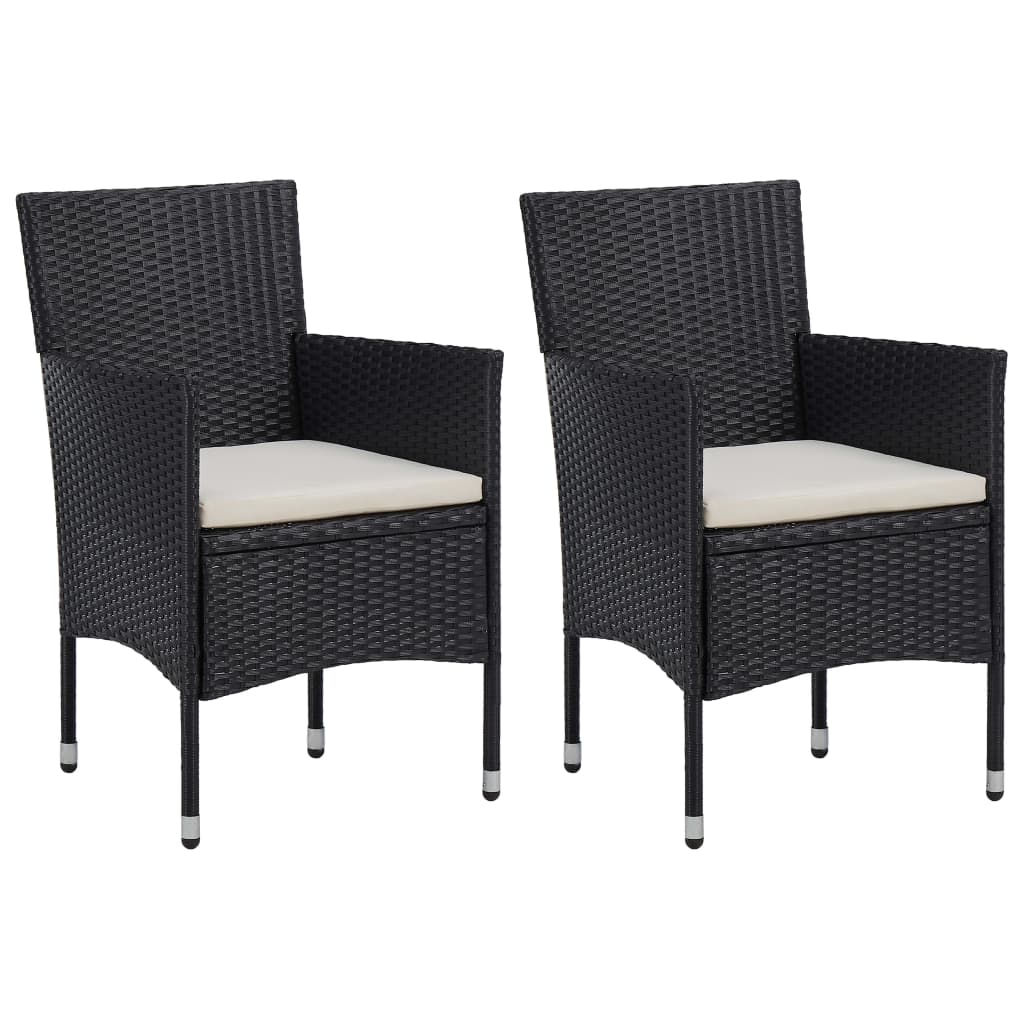 3 Piece Garden Dining Set Poly Rattan And Tempered Glass