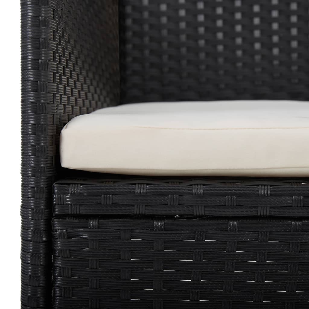 3 Piece Garden Dining Set Poly Rattan And Tempered Glass