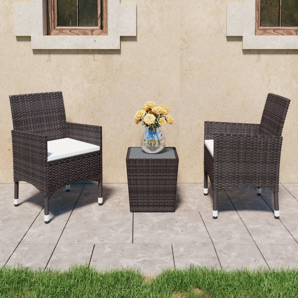 3 Piece Garden Bistro Set Poly Rattan And Solid Wood Black