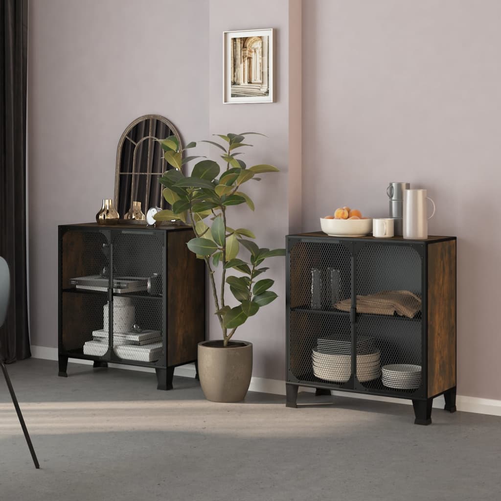 Storage Cabinets 2 Pcs 72X36X82 Cm Metal And Mdf