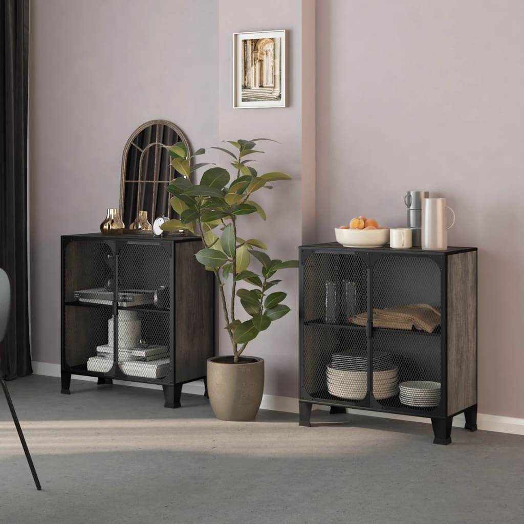 Storage Cabinets 2 Pcs 72X36X82 Cm Metal And Mdf