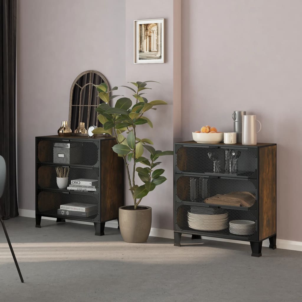 Storage Cabinets 2 Pcs 72X36X82 Cm Metal And Mdf