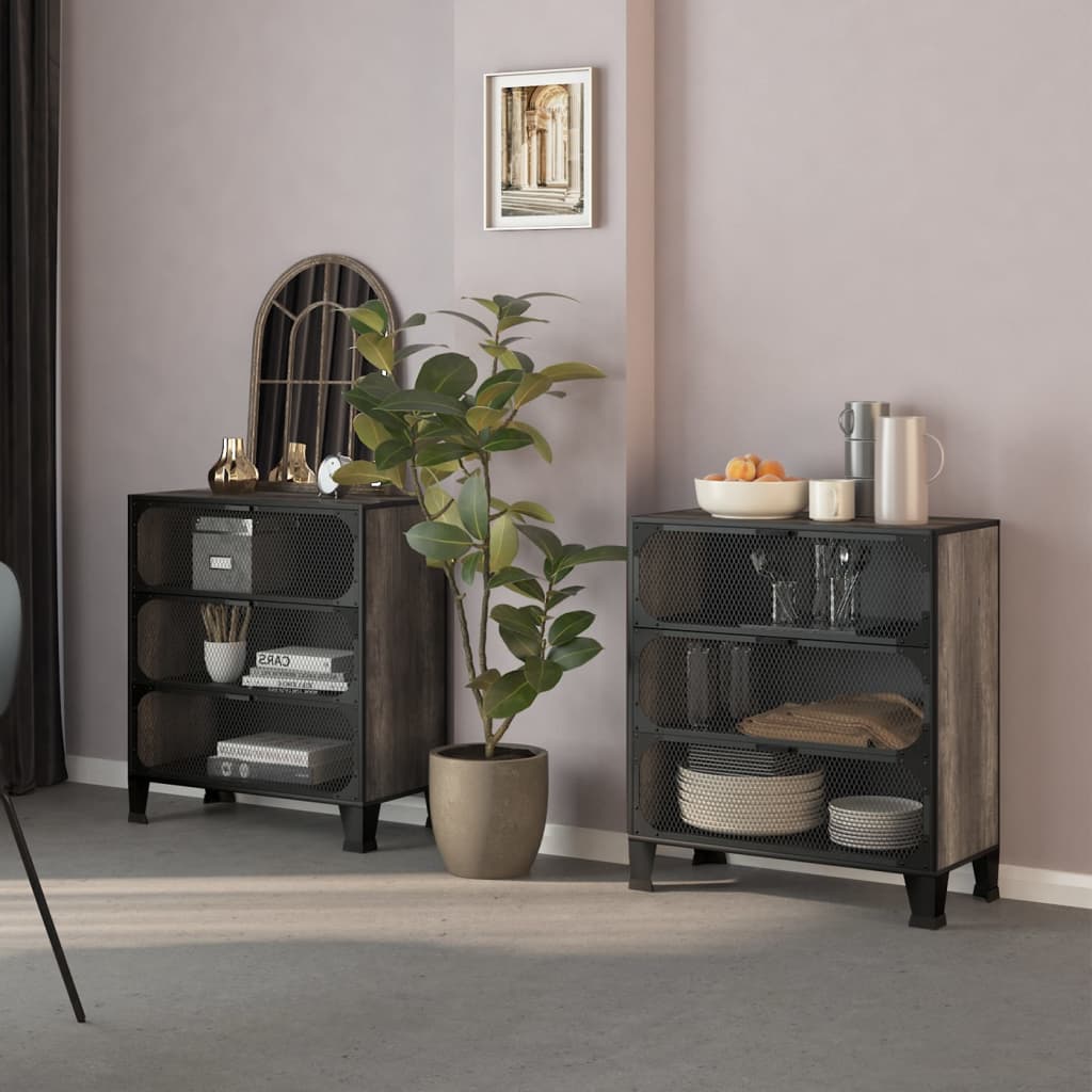 Storage Cabinets 2 Pcs 72X36X82 Cm Metal And Mdf