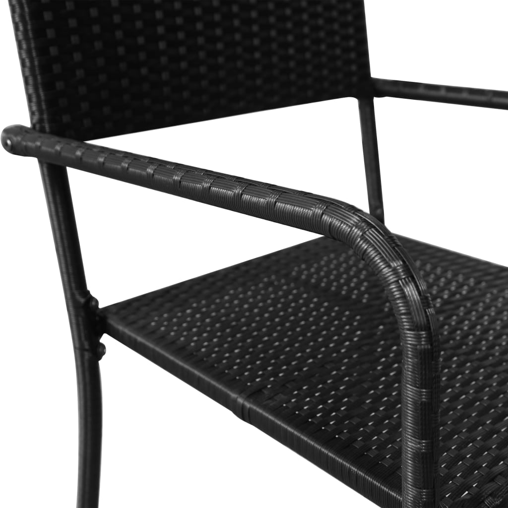 Garden Dining Chairs 2 Pcs Stackable Poly Rattan