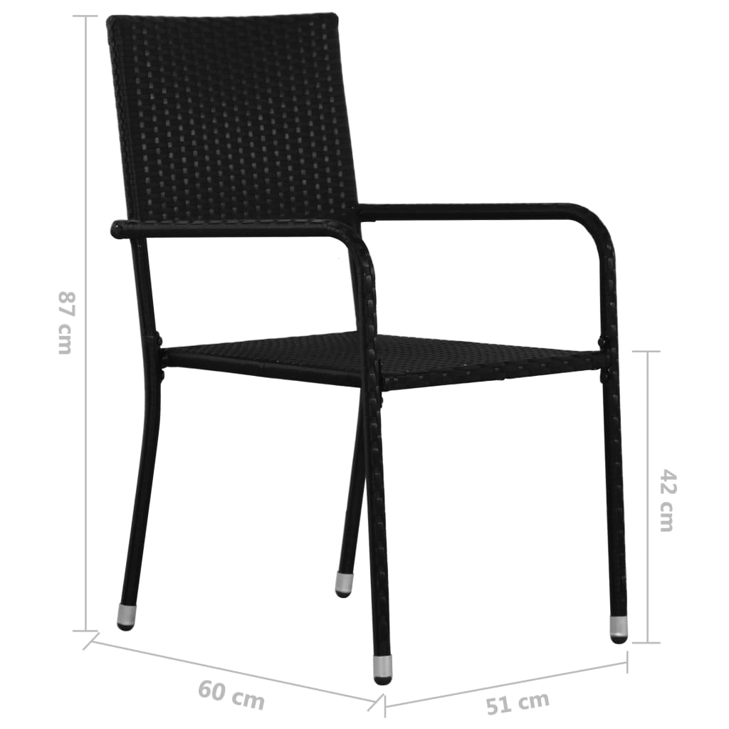 Garden Dining Chairs 2 Pcs Stackable Poly Rattan