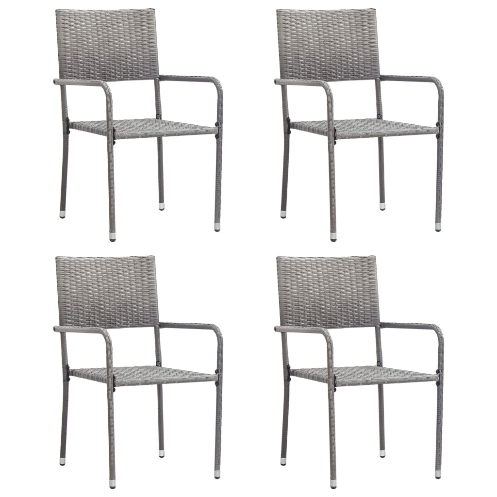 Garden Dining Chairs 2 Pcs Stackable Poly Rattan