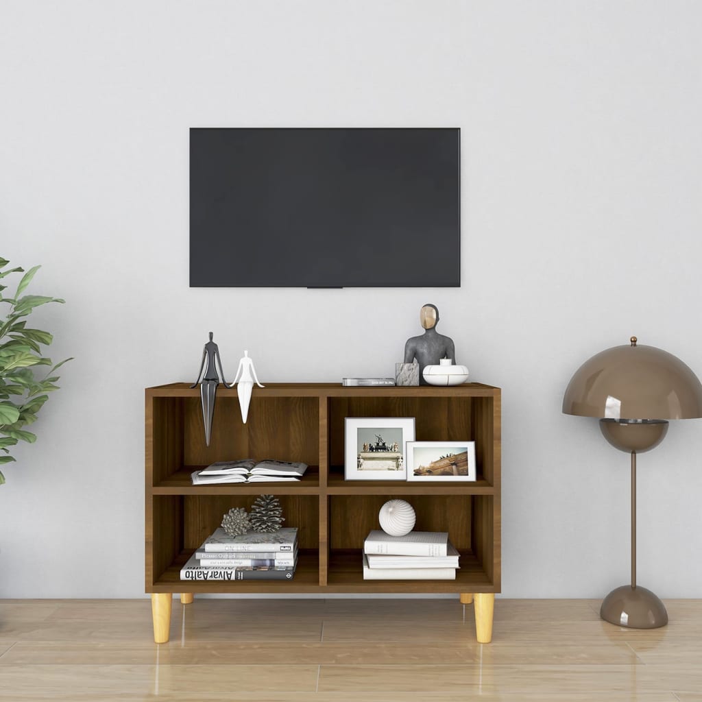 Tv Cabinet With Solid Wood Legs 69.5X30X50 Cm