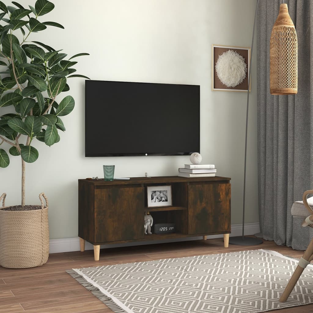Tv Cabinet & Solid Wood Legs 103.5X35X50 Cm