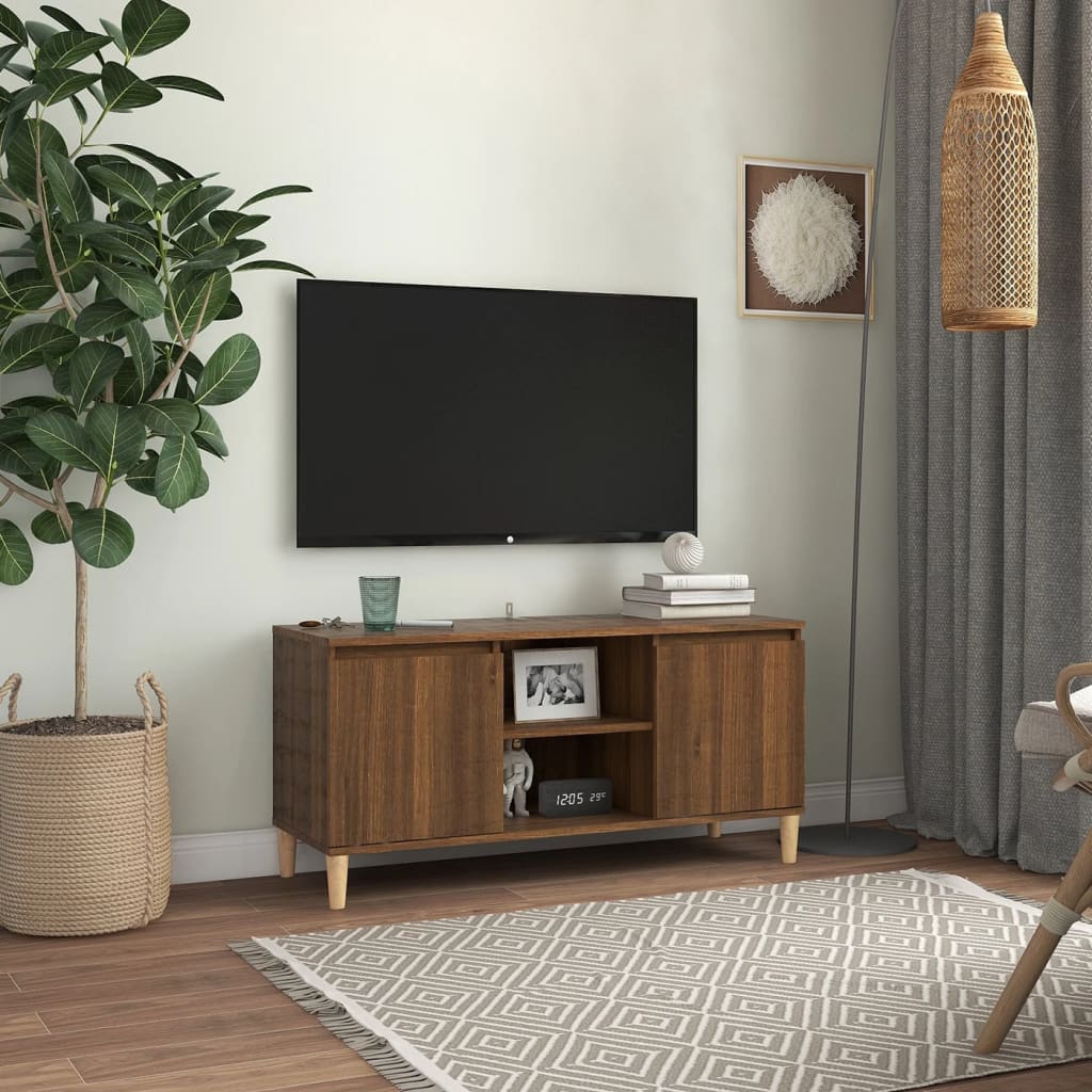 Tv Cabinet & Solid Wood Legs 103.5X35X50 Cm
