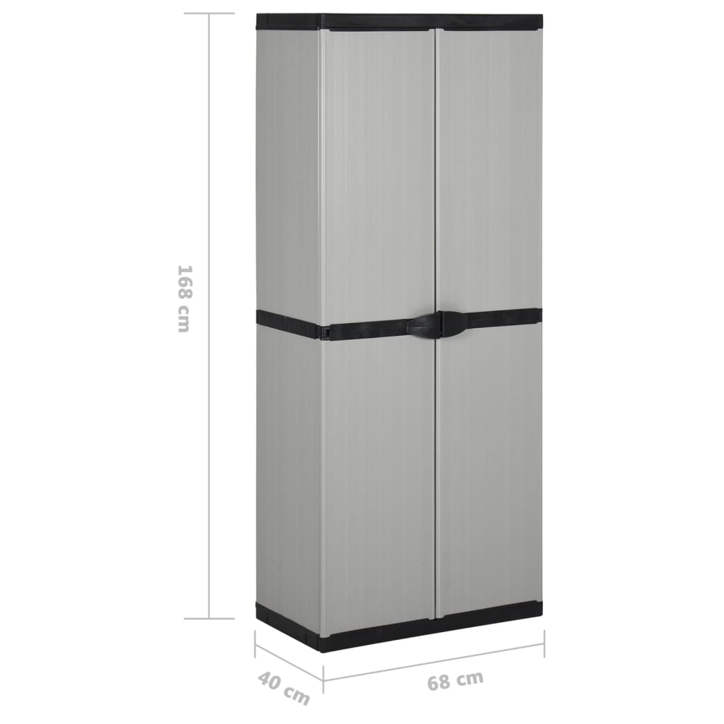 Garden Storage Cabinet With 3 Shelves Grey&Black 68X40X168 Cm