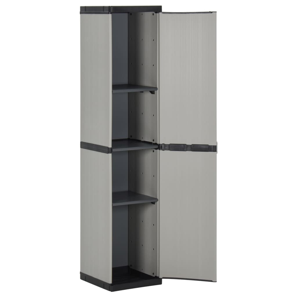 Garden Storage Cabinet With 3 Shelves Grey & Black 34X40X168 Cm