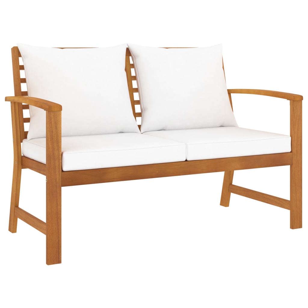 Garden Bench 120 Cm With Cream Cushion Solid Wood Acacia