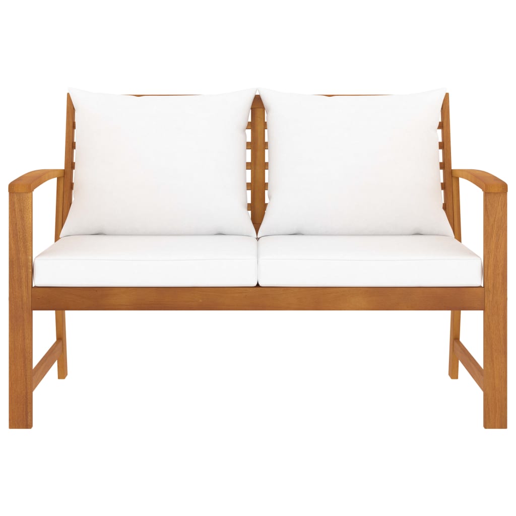 Garden Bench 120 Cm With Cream Cushion Solid Wood Acacia