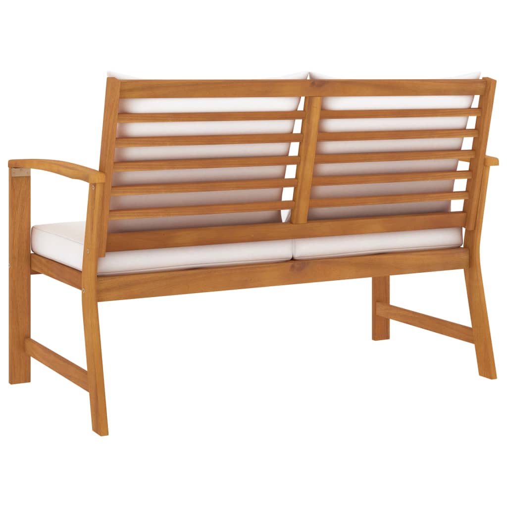 Garden Bench 120 Cm With Cream Cushion Solid Wood Acacia