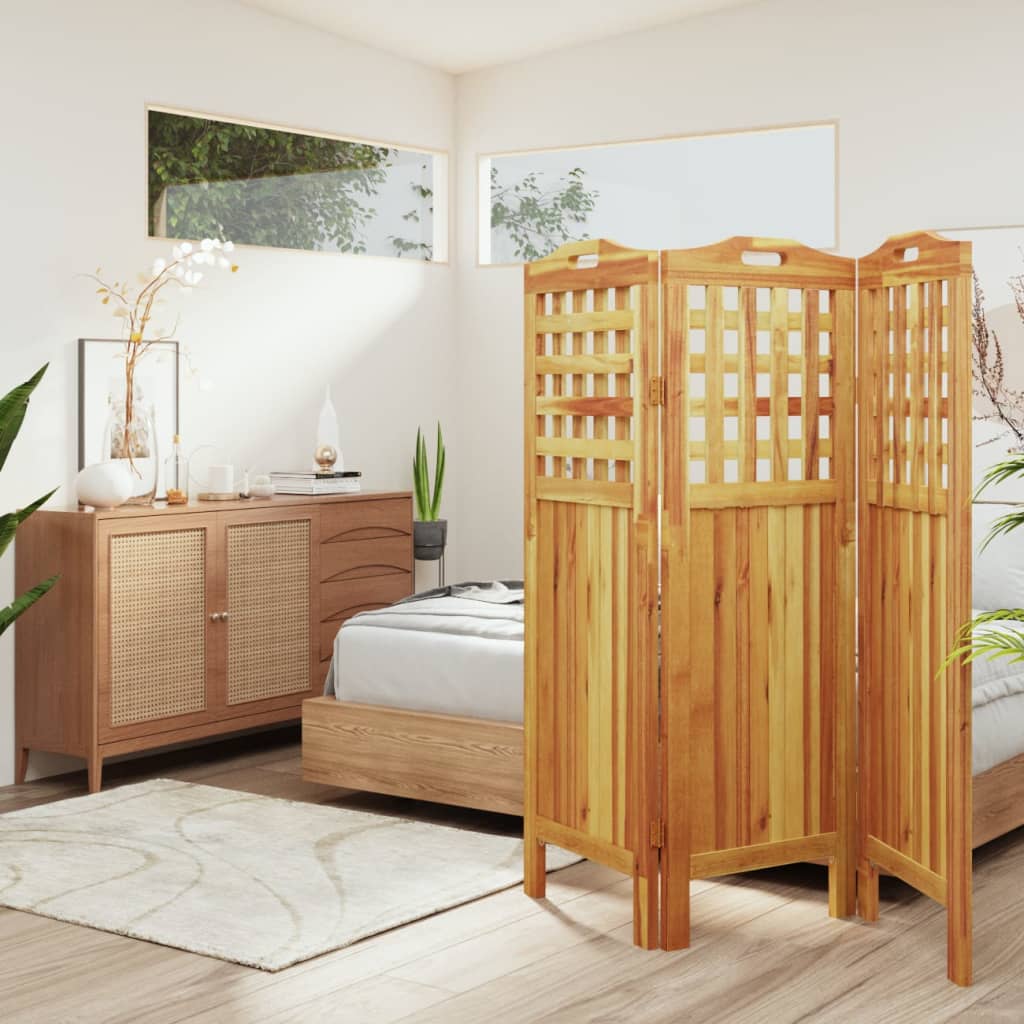 3-Panel Room Divider Solid Wood Acacia