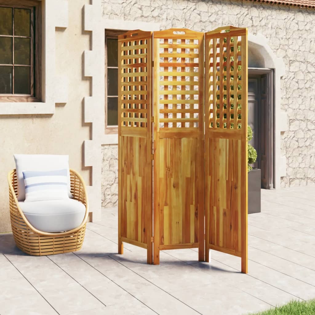 3-Panel Room Divider Solid Wood Acacia
