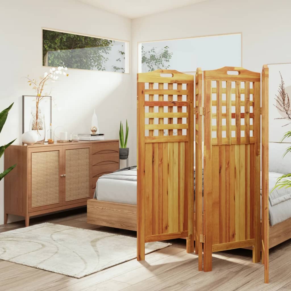 3-Panel Room Divider Solid Wood Acacia
