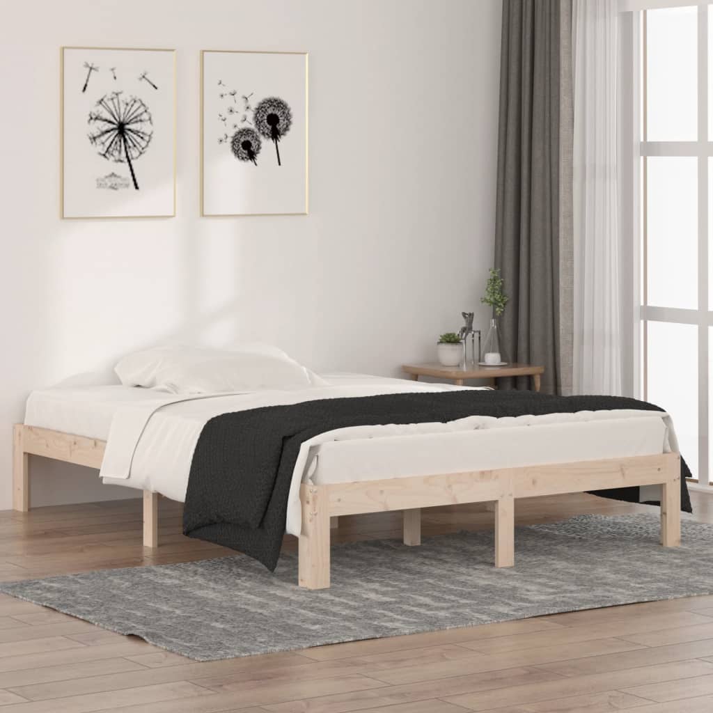 Bed Frame Without Mattress Solid Wood Pine 140X200Cm