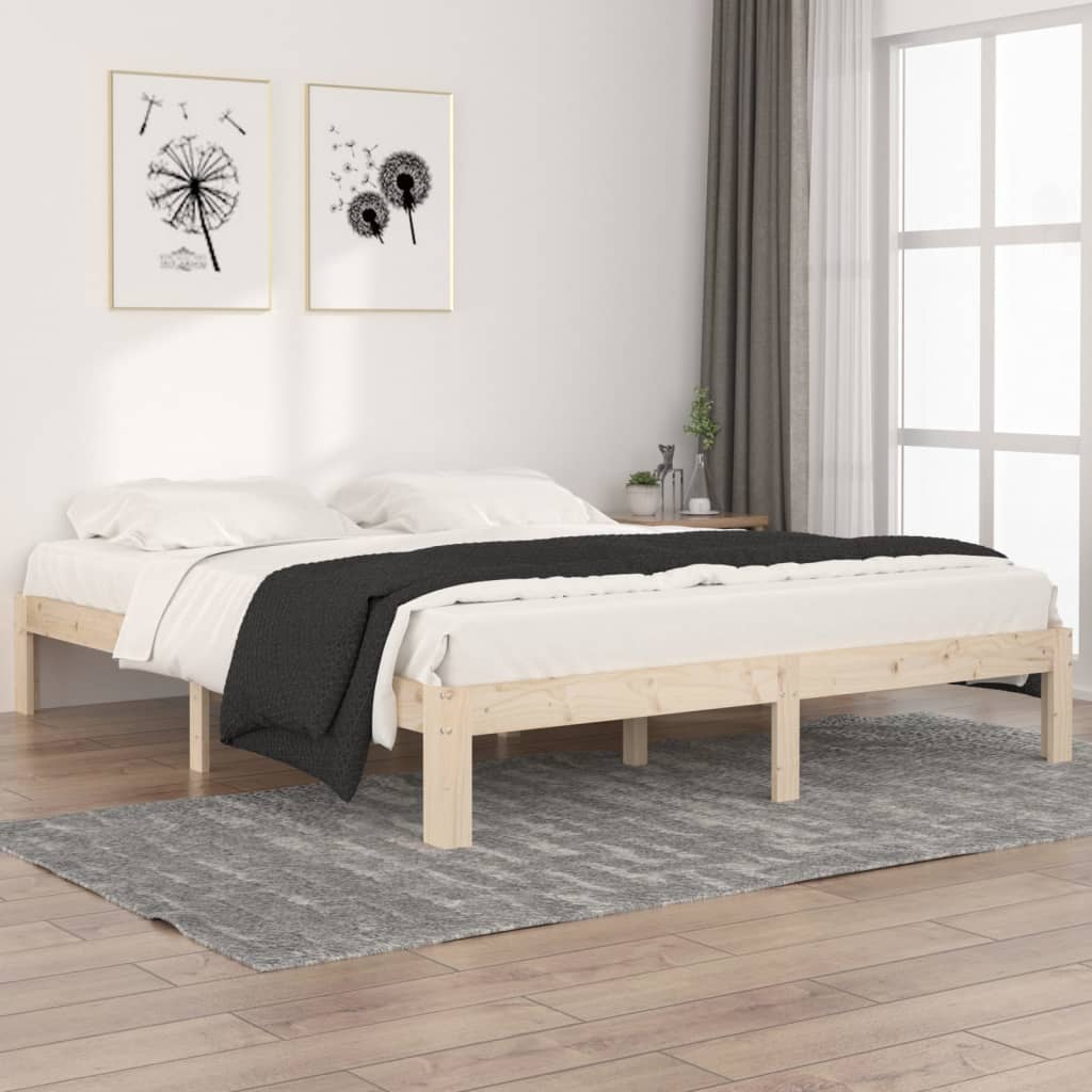 Bed Frame Without Mattress Solid Wood Pine 140X200Cm