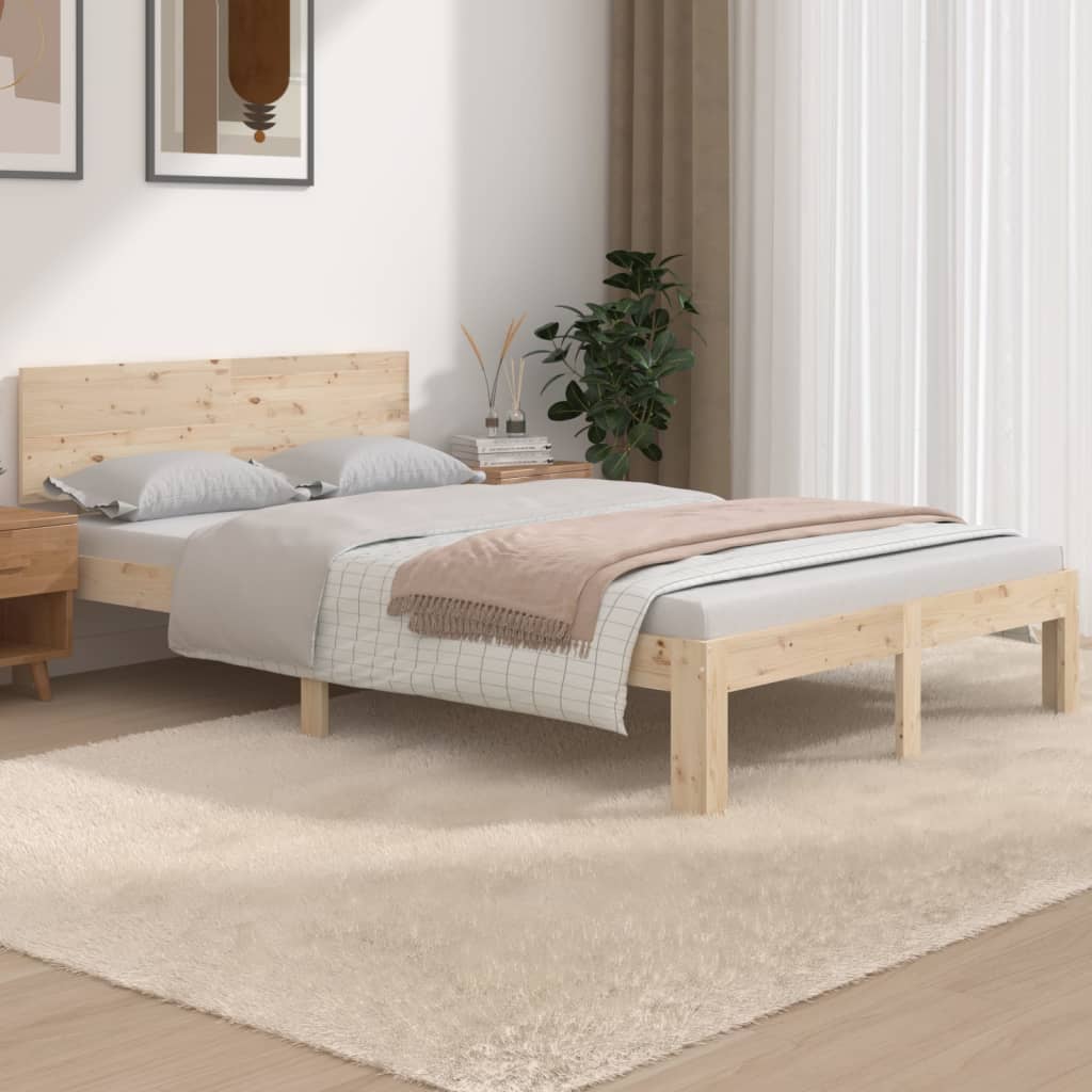 Bed Frame Without Mattress Solid Wood Pine 140X200Cm