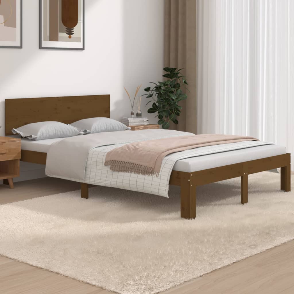 Bed Frame Without Mattress Solid Wood Pine 140X200Cm