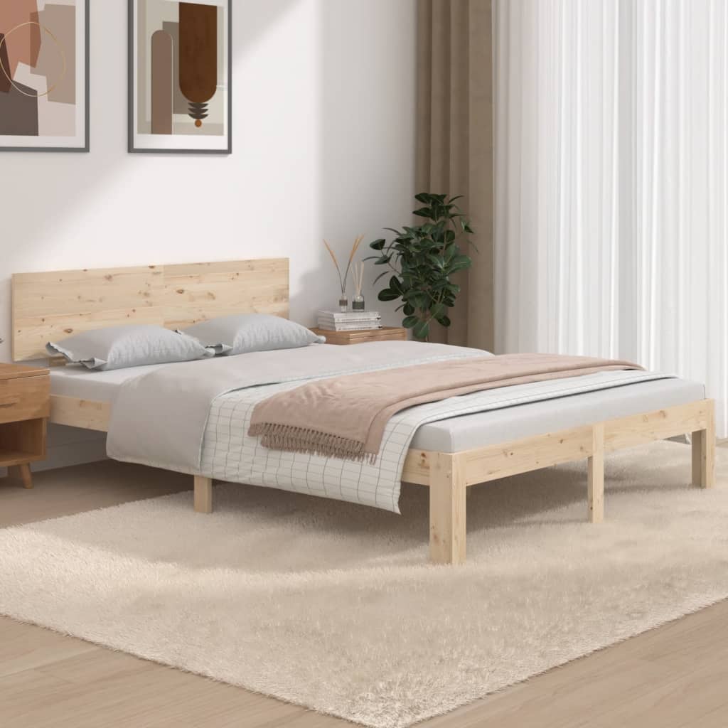 Bed Frame Without Mattress Solid Wood Pine 140X200Cm