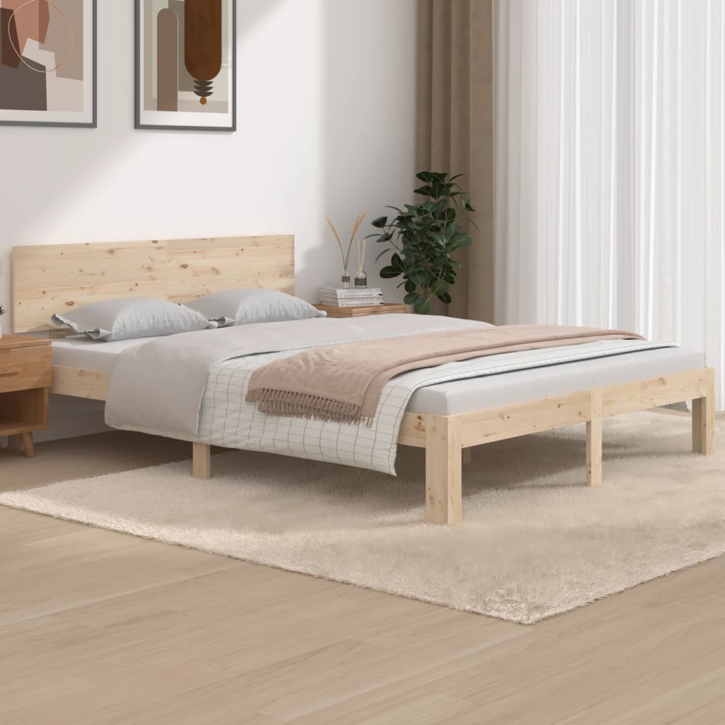 Bed Frame Without Mattress Solid Wood Pine 140X200Cm