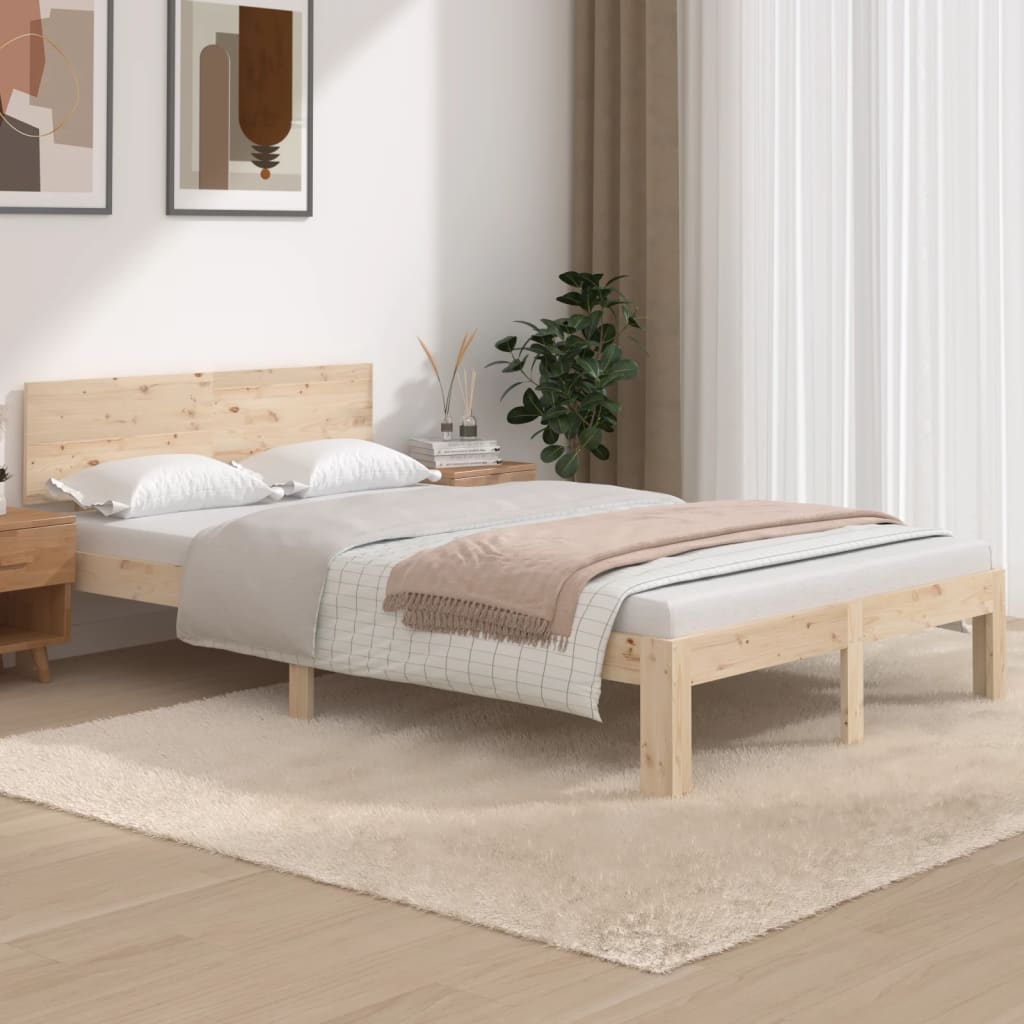 Bed Frame Without Mattress Solid Wood Pine 140X200Cm
