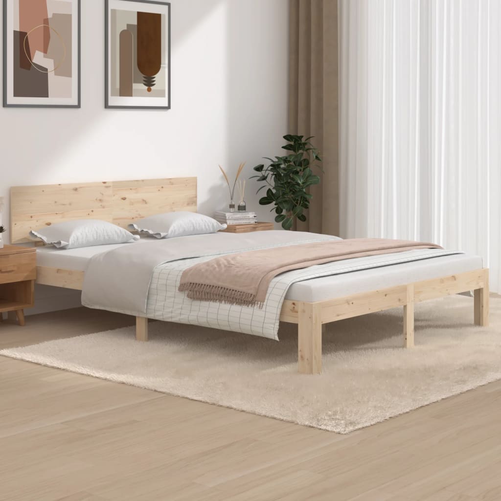 Bed Frame Without Mattress Solid Wood Pine 140X200Cm