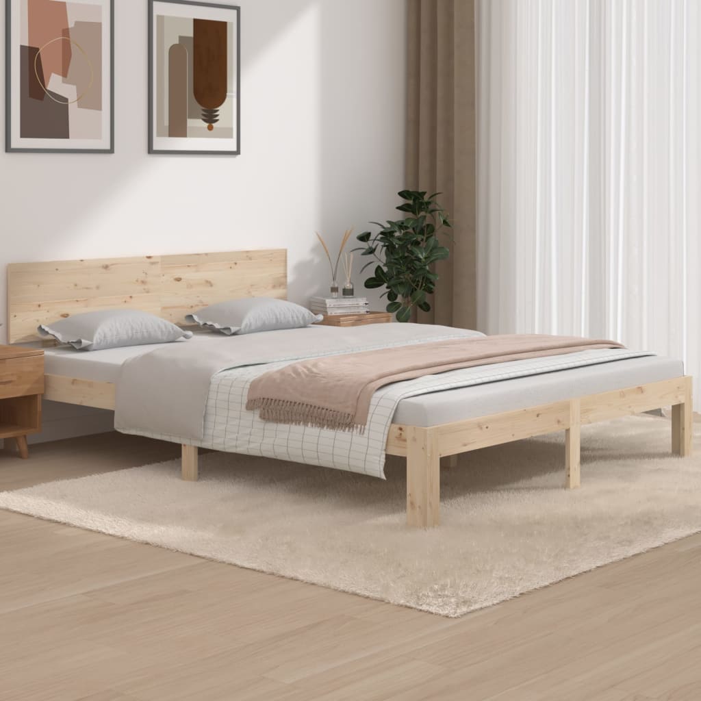 Bed Frame Without Mattress Solid Wood Pine 140X200Cm