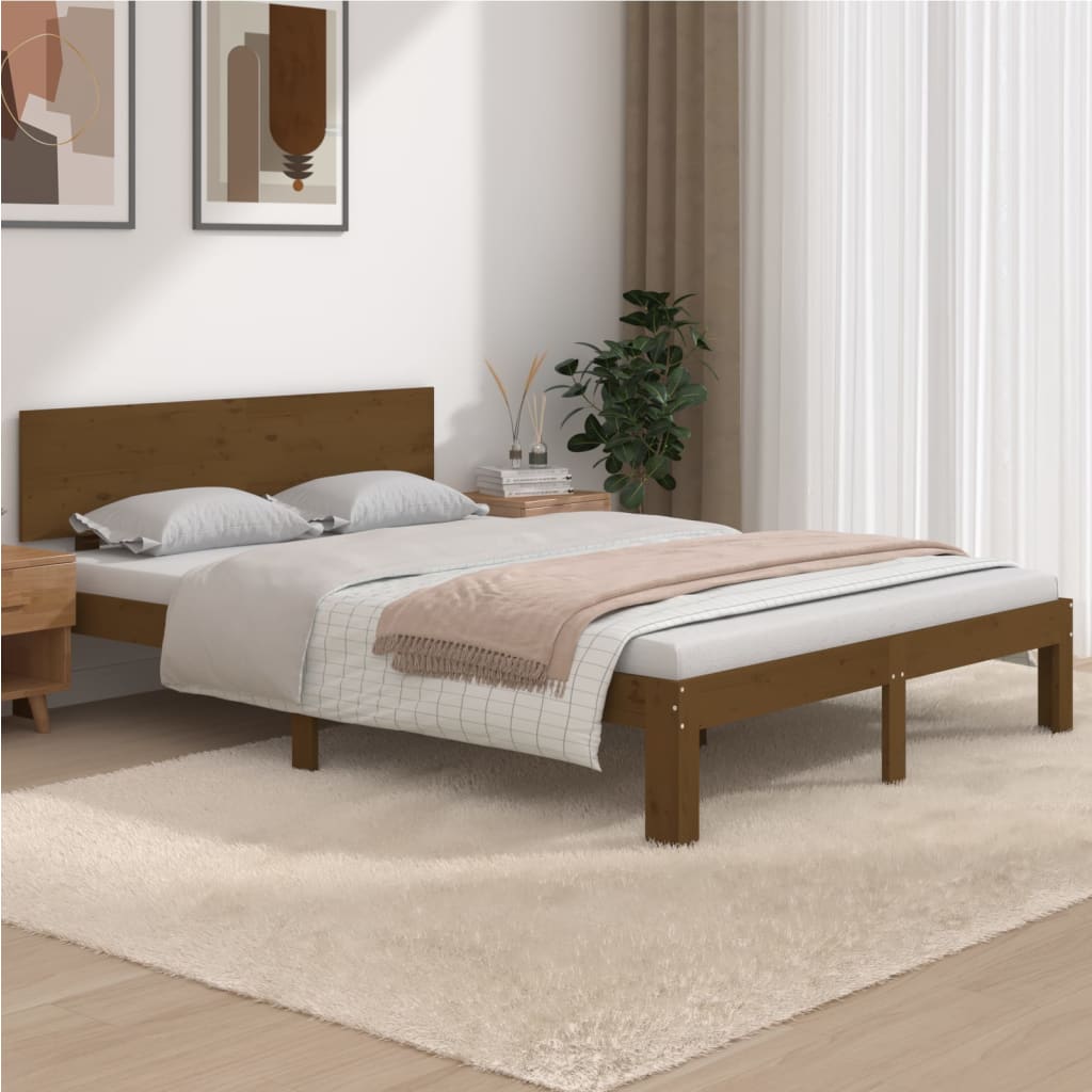 Bed Frame Without Mattress Solid Wood Pine 140X200Cm