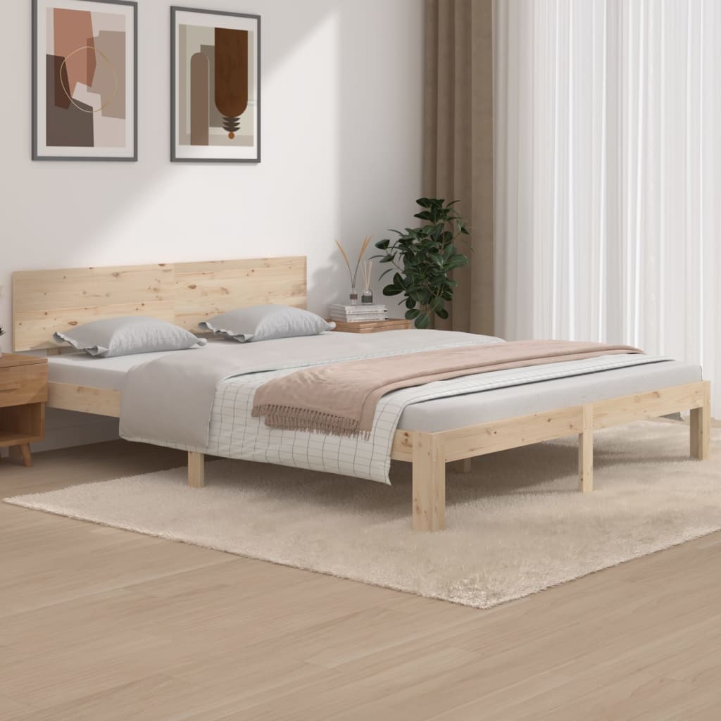 Bed Frame Without Mattress Solid Wood Pine 140X200Cm
