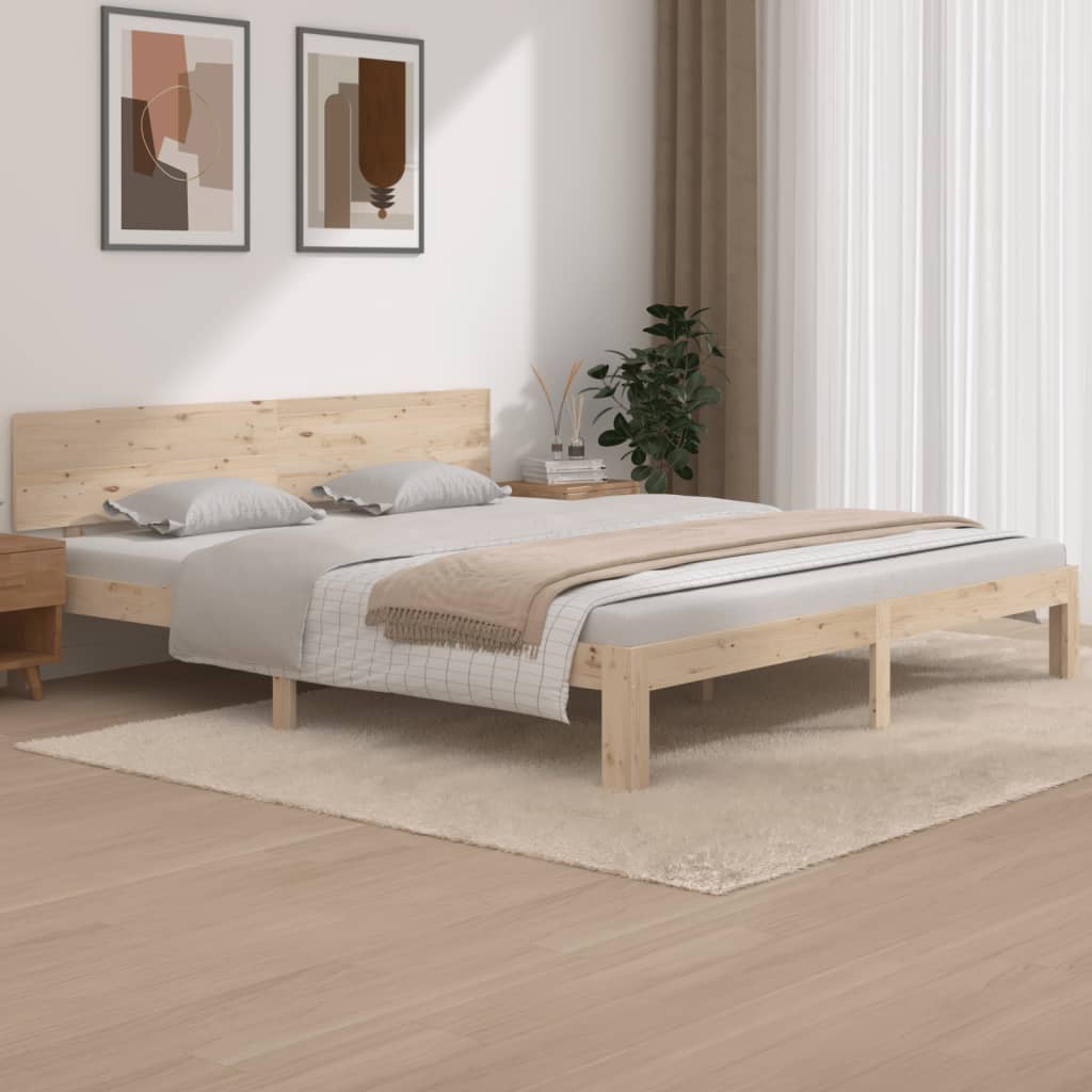 Bed Frame Without Mattress Solid Wood Pine 140X200Cm