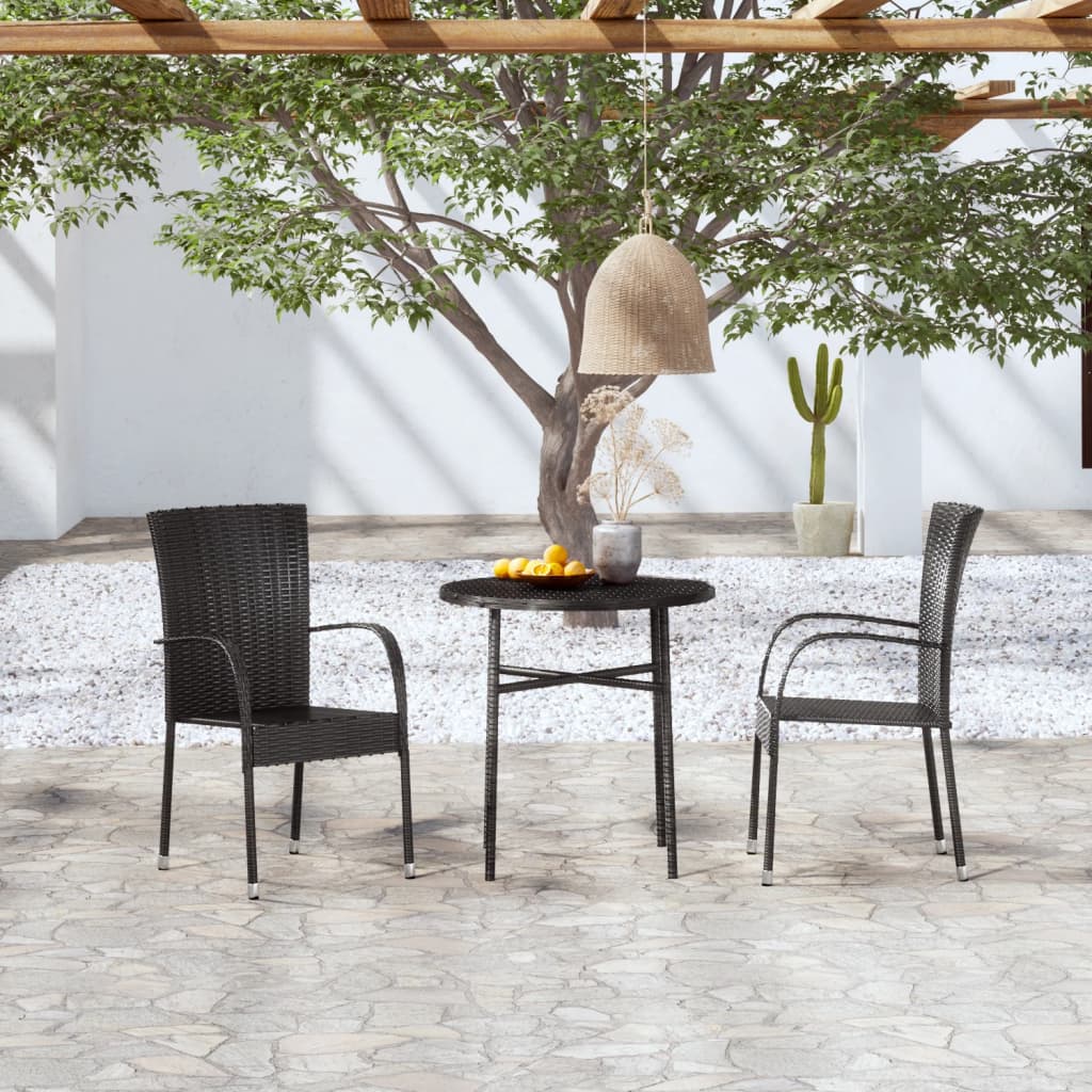 3 Piece Garden Dining Set Poly Rattan