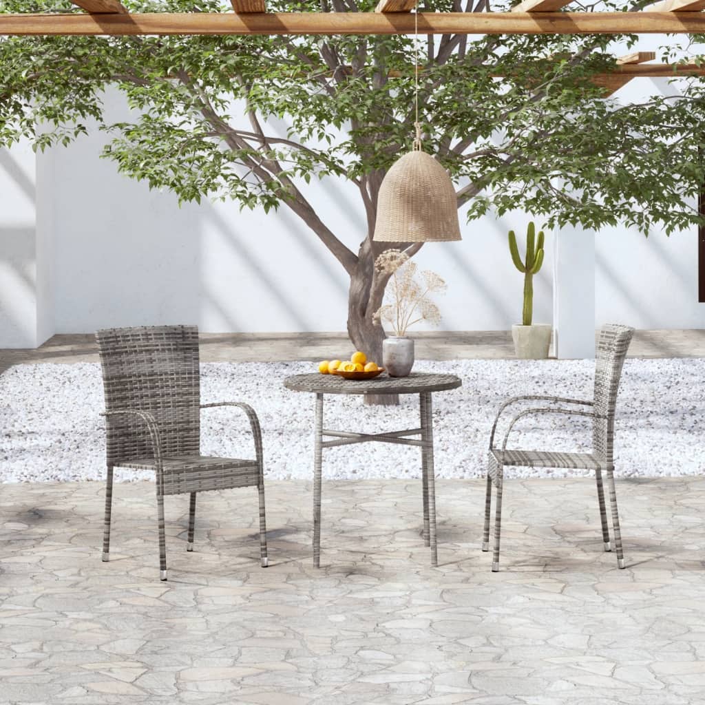 3 Piece Garden Dining Set Poly Rattan
