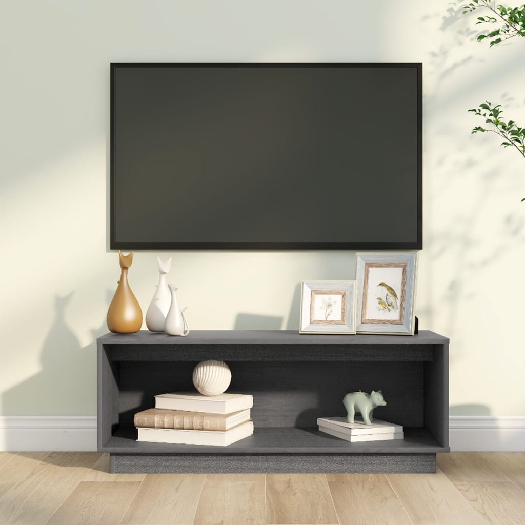 Tv Cabinet 90X35X35 Cm Solid Wood Pine