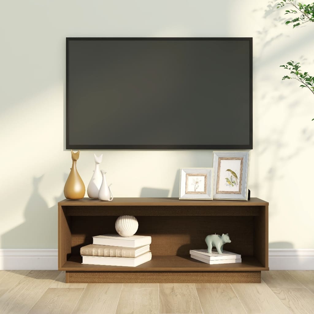 Tv Cabinet 90X35X35 Cm Solid Wood Pine
