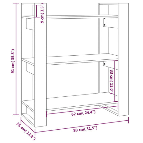 Book Cabinet/Room Divider 80X35X91 Cm Solid Wood Pine