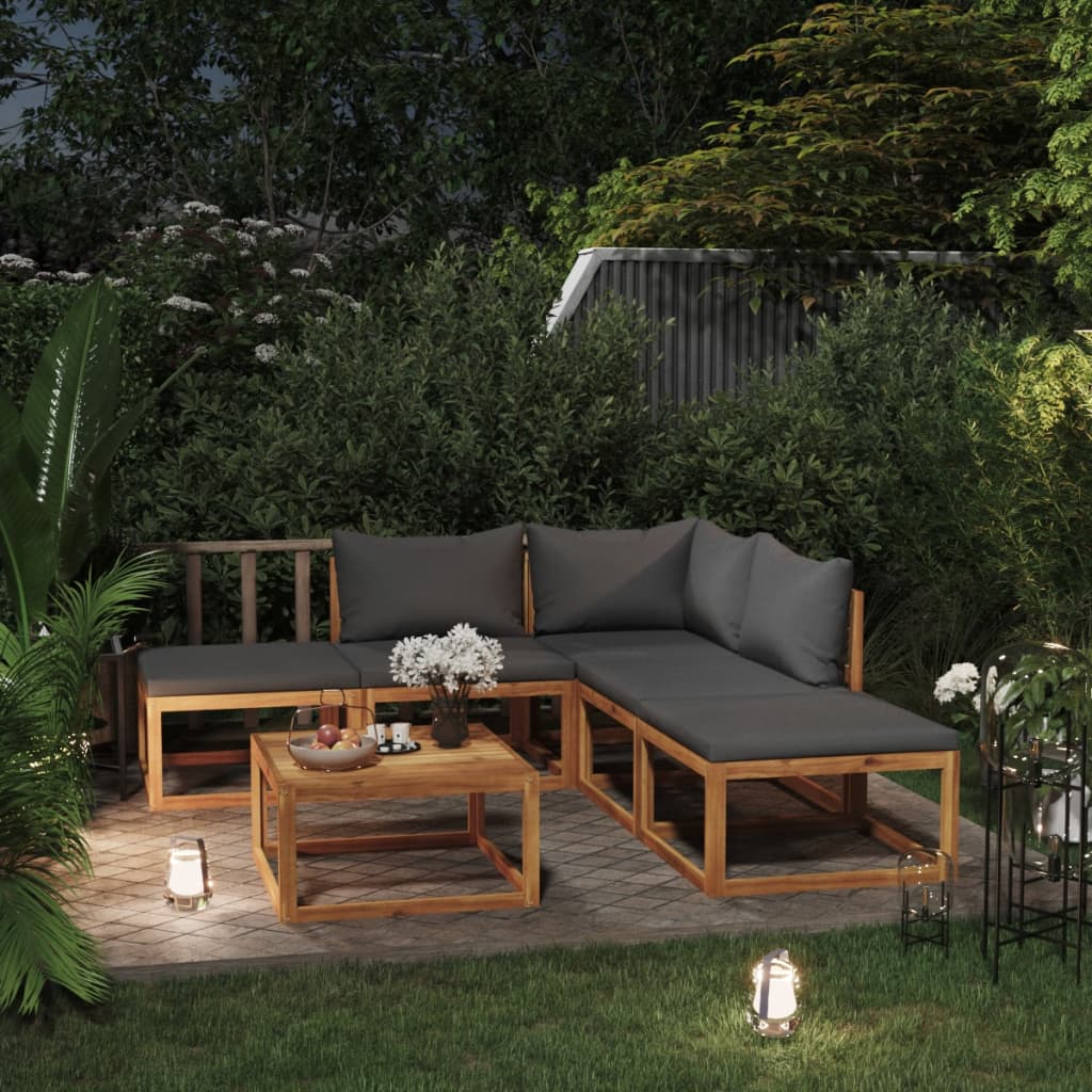 6 Piece Garden Lounge Set With Cushions Solid Wood Acacia (Uk/Ie/Fi/No Only)
